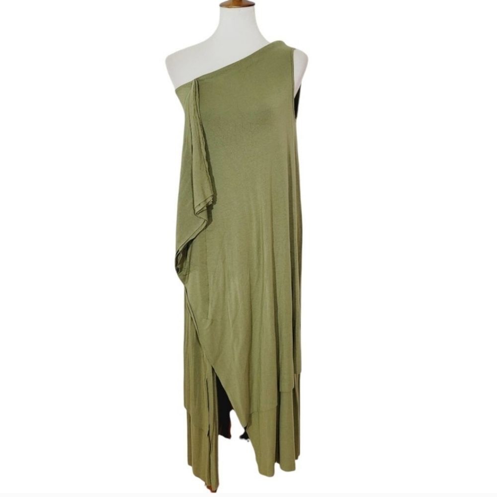 Soft Surroundings Green One Shoulder Jersey Knit Dress Womens XL